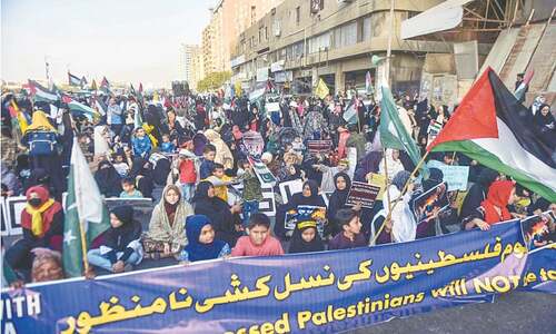 Rallies against Israeli barbarism continue across karachi