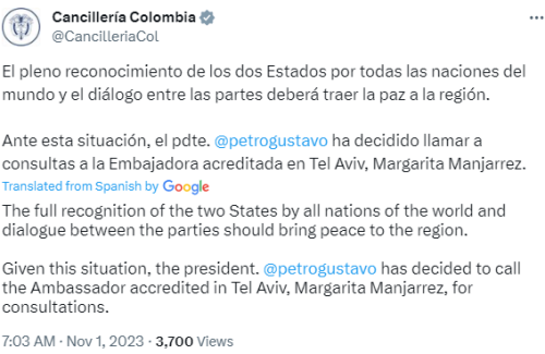 Colombia, Chile recall envoys from Israel over ‘massacre’ of Palestinians Colombia, Chile recall envoys from Israel over ‘massacre’ of Palestinians