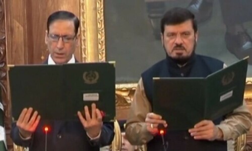 Justice (retd) Arshad Hussain Shah takes oath as KP chief minister Justice (retd) Arshad Hussain Shah takes oath as KP chief minister