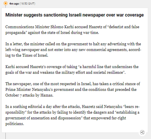 Israeli communications minister proposes sanctions against Haaretz for &lsquo;false propaganda&rsquo;