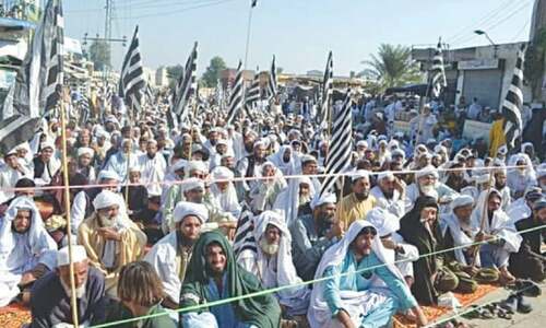 JUI-F activists hold peace rally  in Lakki Marwat city