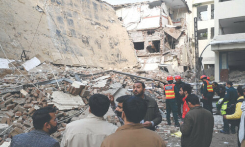 Services Hospital old block collapses in Lahore