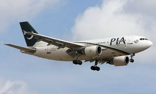 One of two stranded PIA planes back from Jakarta