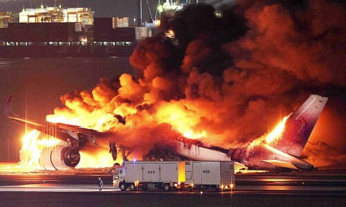 Five die after JAL airliner crashes into plane at Tokyo airport