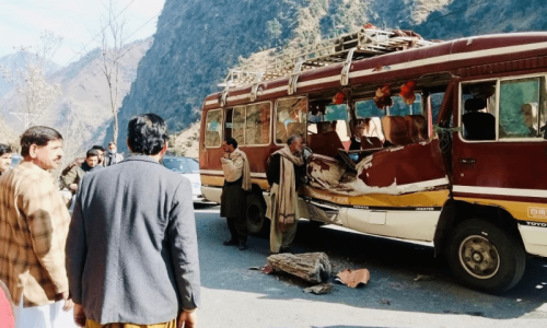 Two killed as boulder falls on coach in Neelum valley Two killed as boulder falls on coach in Neelum valley