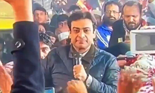 لاہور میں انتخابی ریلی کے دوران حمزہ شہباز پر جوتا پھینک دیا گیا