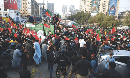 PTI unveils manifesto as police disperse several rallies