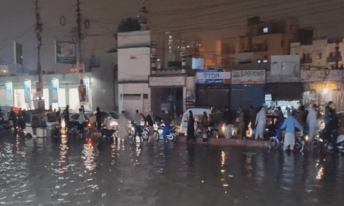 Multiple roads flooded as rain lashes Karachi