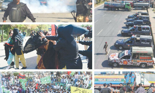 Police blow away protest against &lsquo;rigging&rsquo; in Karachi