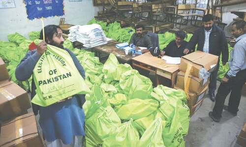 Polling material brought to dispatch centres across Sindh
