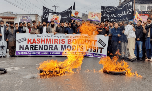 Kashmiris protest Modi’s visit to occupied territory Kashmiris protest Modi’s visit to occupied territory