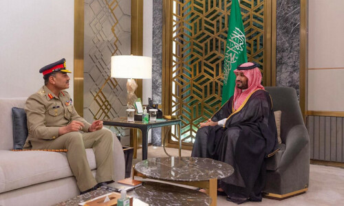 In meeting with COAS Munir, Saudi crown prince reaffirms kingdom’s willingness to ‘always stand with Pakistan’ In meeting with COAS Munir, Saudi crown prince reaffirms kingdom’s willingness to ‘always stand with Pakistan’
