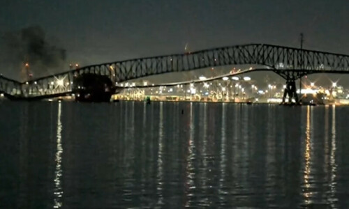 Major bridge collapses in Baltimore after cargo ship rams into pylon