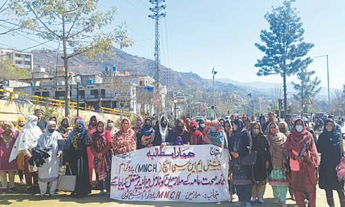 MNCH employees continue protest on sixth consecutive day in Muzaffarabad