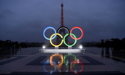 Athletics track for Olympics is made in Italy, in purple Athletics track for Olympics is made in Italy, in purple