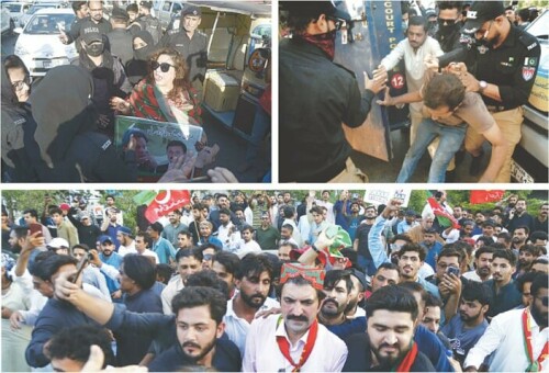 Despite crackdown, PTI activists stage rally in Karachi for Imran’s release Despite crackdown, PTI activists stage rally in Karachi for Imran’s release
