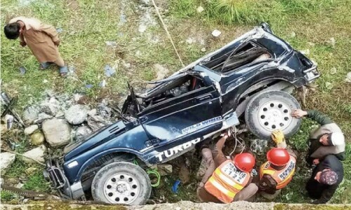 Six of family die as jeep falls into Shangla ravine