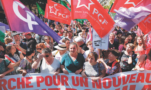 French feminists march against far right days before vote