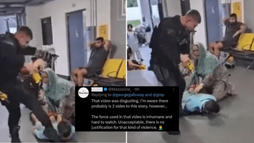 Internet slams ‘disgusting’ incident of police brutality against Muslim men at Manchester Airport Internet slams ‘disgusting’ incident of police brutality against Muslim men at Manchester Airport