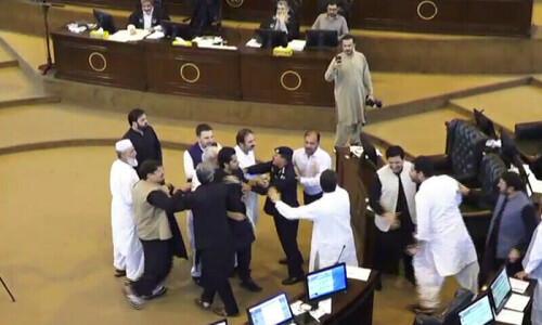 Disorder mars KP Assembly debate on law and order