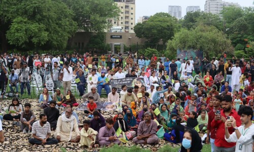 Minority Rights March forced to stay within Karachi’s Frere Hall due to security threats Minority Rights March forced to stay within Karachi’s Frere Hall due to security threats