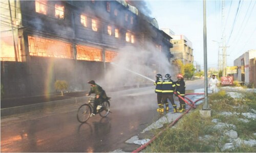 Blaze rips through Hayatabad tissue paper factory