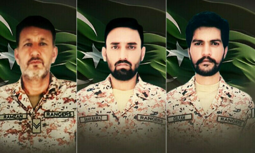 سری نگر ہائی وے پر شرپسندوں کی گاڑی کی ٹکر سے 4 رینجرز اہلکار شہید