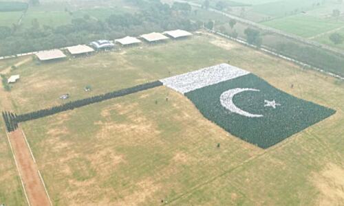 Schoolchildren form world’s largest national flag in Lahore Schoolchildren form world’s largest national flag in Lahore