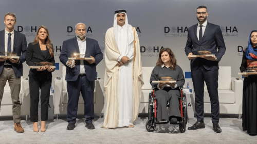 Palestinian journalists Motaz Azaiza, Wael al-Dahdouh honoured at Doha Forum
