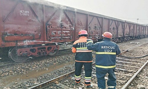 Coal-laden train catches fire