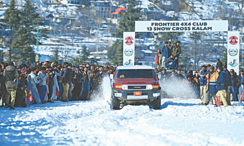 Thrill seekers converge on Kalam for snow jeep rally