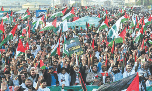 JI stages big rally in Karachi to show solidarity with people of Palestine