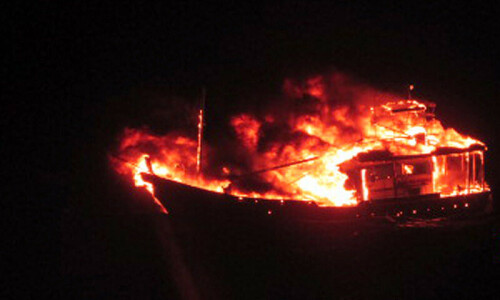 Three Gwadar fishermen burnt alive as fire engulfs boat Three Gwadar fishermen burnt alive as fire engulfs boat