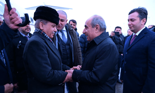 PM Shehbaz arrives in Baku to warm welcome PM Shehbaz arrives in Baku to warm welcome