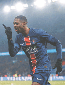 Dembele scores twice  as PSG thrash Monaco
