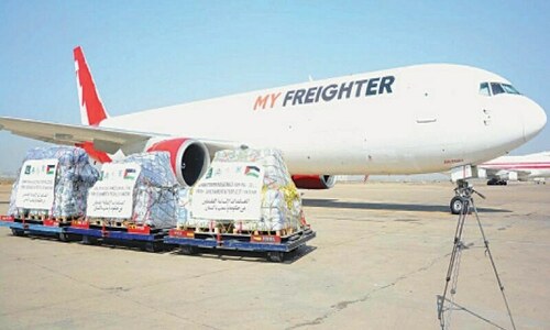 Relief goods sent for people of Gaza Strip from Pakistan