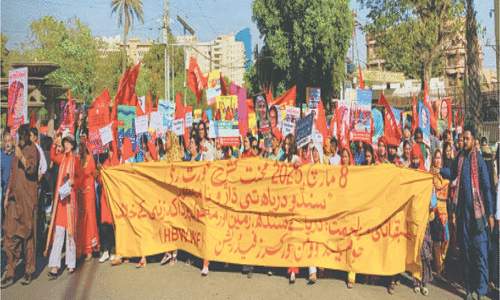 Call for unity against &lsquo;anti-Sindh&rsquo; projects marks Women&rsquo;s Day in Karachi