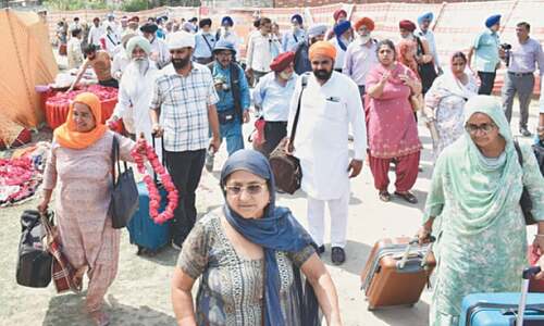 Sikh pilgrims arrive to attend Baisakhi fest at Nankana Sahib