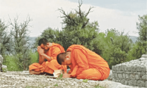 Monks pray for peace at Buddhist holiest site in Taxila Monks pray for peace at Buddhist holiest site in Taxila