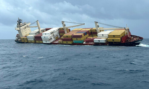 Crew rescued as container ship sinks off India&rsquo;s south coast with hazardous cargo