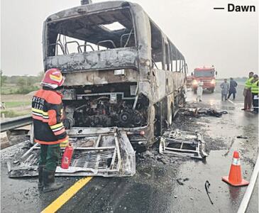 Bus gutted on M-5, passengers safe