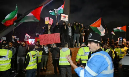 11 arrested amid protests ahead of Villa’s game against Israel’s Maccabi 11 arrested amid protests ahead of Villa’s game against Israel’s Maccabi