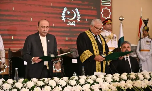 Justice Aminuddin Khan sworn in as first chief justice of Federal Constitutional Court