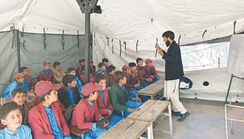Storm-hit school provided tents in Upper Kohistan