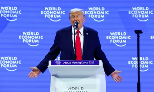 In Davos speech, Trump repeatedly refers to Greenland as &lsquo;Iceland&rsquo;