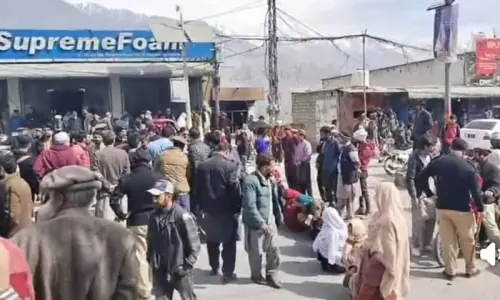 GB protesters block road against power outage, water shortage GB protesters block road against power outage, water shortage
