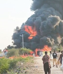 Driver receives severe burn injuries as oil tanker catches fire