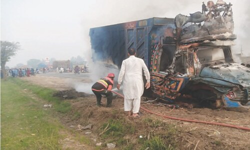 Two dead, 19 injured in bus, truck collision