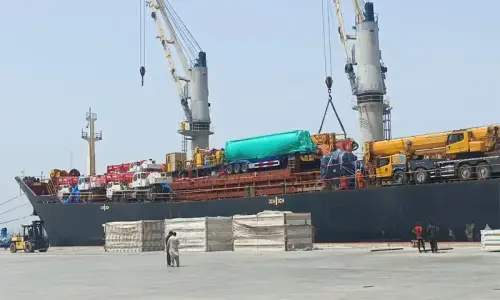 Two cargo ships anchor at Gwadar Port