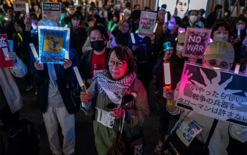 Japanese rally against loosened arms export rules